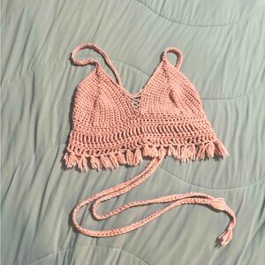 Pink Crochet Crop Top